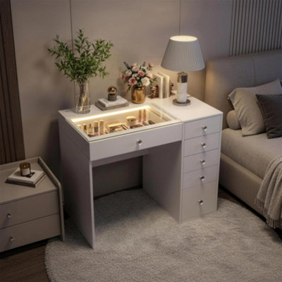Fenchilin Dressing Table With 6 Drawers And Lights Hollywood Makeup Vanity Desk from B&Q
