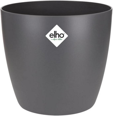Elho Brussels Round Recylced Plastic 14Cm Anthracite Plant Pot from B&Q