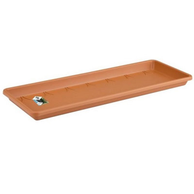Elho Barcelona Trough Saucer 50Cm Terra Recycled Plastic from B&Q