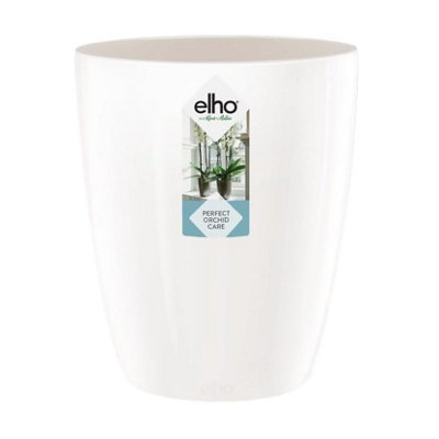 Elho Brussels Diamond Orchid High 12.5Cm White Recycled Plastic Plant Pot from B&Q