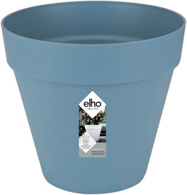 Elho Loft Urban Round 30Cm Plastic Plant Pot In Vintage Blue