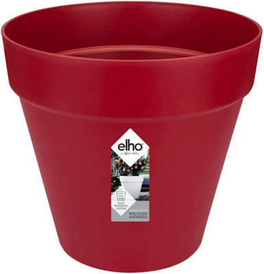 Elho Loft Urban Round 40Cm Plastic Plant Pot In Cranberry Red