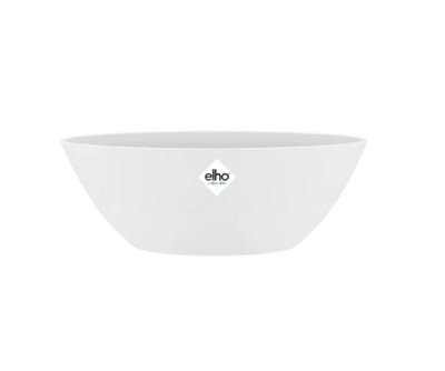 Elho White Brussels Oval Plastic Plant Pot In 36Cm