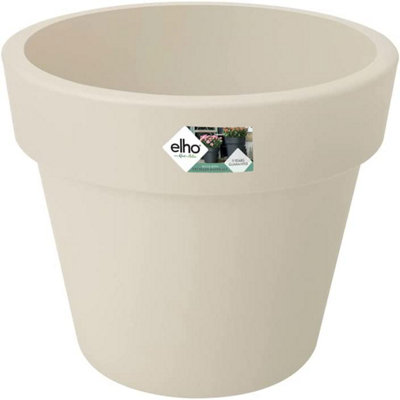 Elho Green Basics Top Planter 30Cm Plastic Plant Pot In Cotton White Green/White