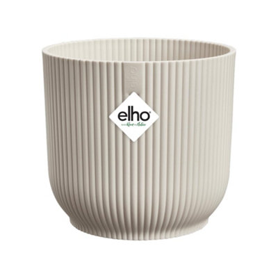 Elho Vibes Fold Round 25Flower Pot From 100% Recycled PlasticIndoor Plant25.0 X H 23.0 CmWhite / Linen from B&Q