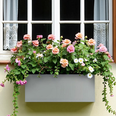 Idealist™ 40Cm PlanterGrey Reinforced Stone Window Box Garden Windowsill PlanterOutdoor Plant Pot L40 W17 H17 Cm from B&Q