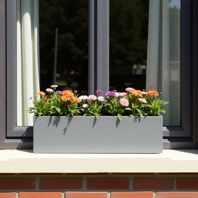 Idealist™ 60Cm PlanterGrey Reinforced Stone Window BoxGarden Windowsill PlanterOutdoor Plant Pot L60 W17 H17 Cm from B&Q