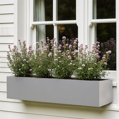Idealist™ 80Cm PlanterGrey Reinforced Stone Window BoxWindowsill Garden PlanterOutdoor Plant Pot L80 W17 H17 Cm24L from B&Q