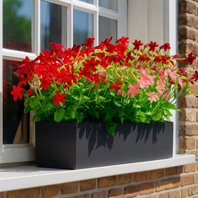 Idealist™ 60Cm Window Box Garden PlanterDark Grey Reinforced Stone Windowsill PlanterOutdoor Large Plant Pot L60 W17 H17 Cm from B&Q
