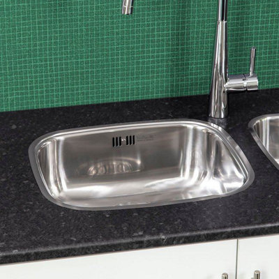 B&Q -  Comfort Single Bowl Kitchen Sink Stainless Steel Basket Strainer Waste