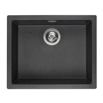 Reginox Amsterdam 50 Black Silvery Single Bowl Inset Granite Kitchen Sink from B&Q