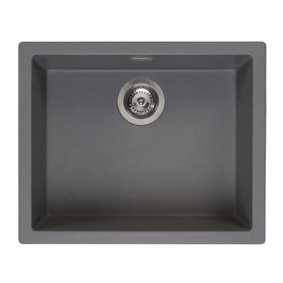 B&Q -  Amsterdam 50 Gs Grey Silvery 1 Bowl Inset Granite Kitchen SinkDurable & Stylish560X460mm