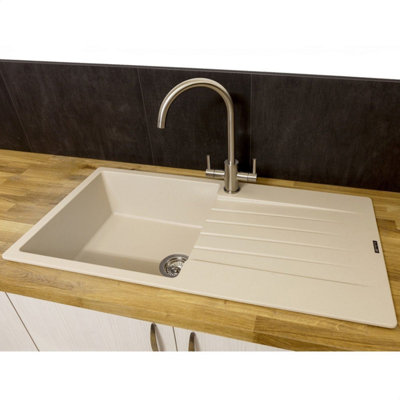 Reginox Harlem10 Kitchen Sink Single Bowl Caffe Granite Reversible Inset Waste from B&Q