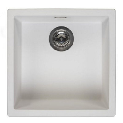 B&Q -  Amsterdam 40 Pure White 1 Bowl Inset Granite Kitchen SinkDurable & Modern