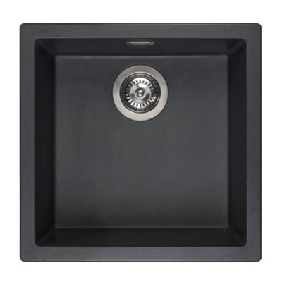 Reginox Amsterdam 40 Bs Black Silvery Granite 1 Bowl Inset Kitchen Sink With Waste from B&Q