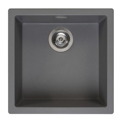 B&Q -  Amsterdam 40 Grey Silvery Granite Kitchen SinkSingle Bowl Inset & Square Design