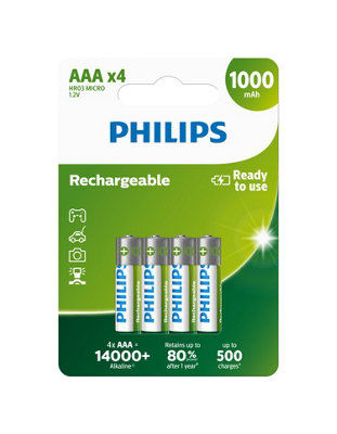 PHILIPS AAA Batteries - HR03 Rechargeable Batteries - NiMH 1.2V - 500 Recharges - Image 9