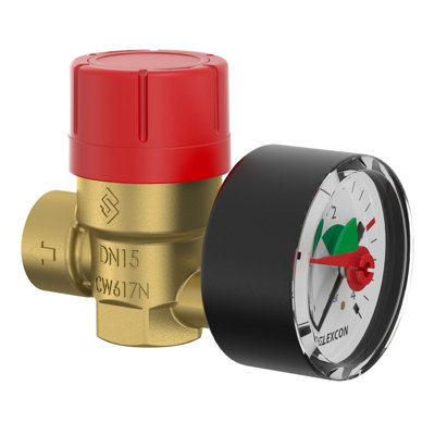 B&Q -  Prescomano 1/2 X 1/23Bar Nf Safety Valve With Pressure Gauge