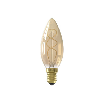 Calex Gold Flex E14 4W 150Lm 360° Amber Candle Extra Warm White Led Dimmable Filament Light Bulb from B&Q