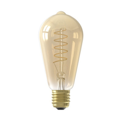 Calex Gold Flex E27 4W 200Lm 360° Amber St64 Extra Warm White Led Dimmable Filament Light Bulb from B&Q