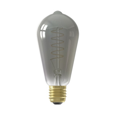 Calex Titanium Flex E27 4W 100Lm 360° Smoke St64 Extra Warm White Led Dimmable Filament Light Bulb from B&Q