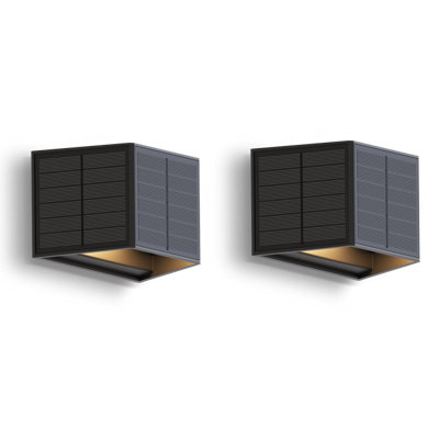 Calex Caserta Solar Wall Black  Light Up And Down Outdoor Waterproof 2 Pack from B&Q