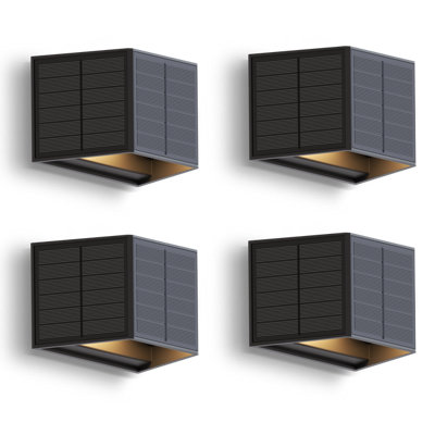Calex Caserta Solar Wall Black  Light Up And Down Outdoor Waterproof 4 Pack from B&Q