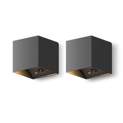 Calex Falerna Rechargeable Outdoor Wall Light Black Battery Dimmable 2 Pack from B&Q
