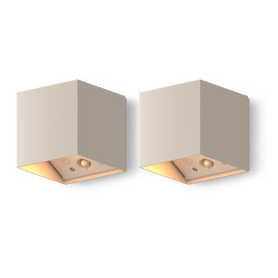 Calex Falerna Rechargeable Outdoor Wall Light Sand Battery Dimmable 2 Pack from B&Q