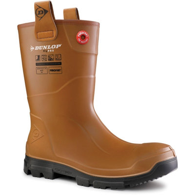 Dunlop Purofort Rigpro Full Safety Wellington Brown/Black