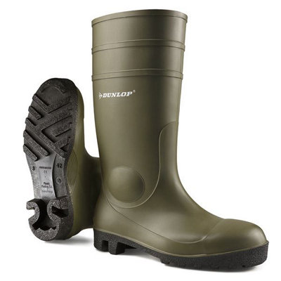 Dunlop Protomaster Full Safety Pvc Wellingtons Green 10.5 from B&Q