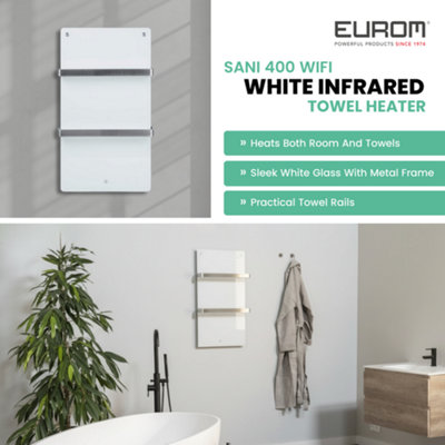 Eurom Sani 400 White Wifi Infrared Towel Heater from B&Q