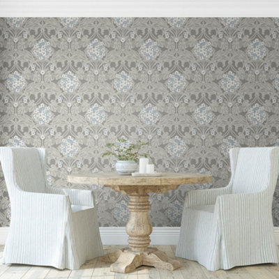 Galerie Arts And Crafts Grey Patterned Wallpaper from B&Q