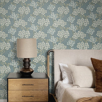 Galerie Arts And Crafts Blue Patterned Wallpaper from B&Q