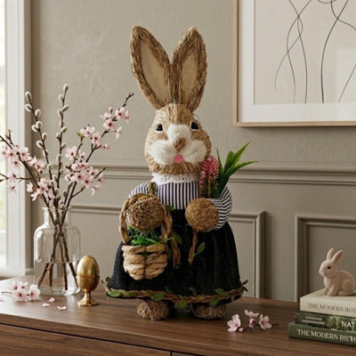 Garden Greatness Springtime Mrs Straw Bunny Basket Decoration from B&Q