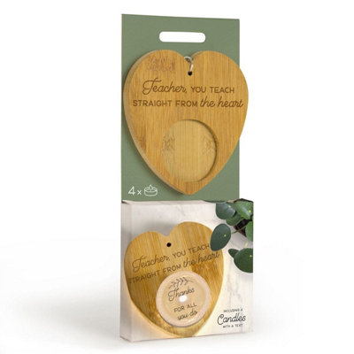 Widdop Gifts Teacher You Teach Straight From The Heart Tea Light Holder - Bamboo - Image 4