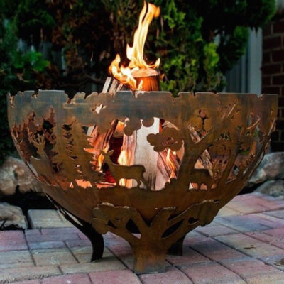 Fallen Fruits Oxidised Rust Effect Woodland Fire Pit Basket Bowl Cast Iron