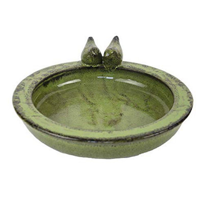 Fallen Fruits Bird Bath Ceramic Round (Green) from B&Q