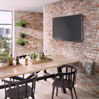 Wall!Supply Red Wallsupply Ultralight Loft Rustic Brick Effect Hd Printed 3D Wall Panels Eps, 4Pcs 2.4M² B&Q