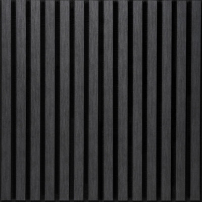 Wall!Supply Sample Wallsupply Ultracoustic Eco Tile Wood Effect Recycled Felt & Eps Acoustic Slat Wall  PanelsAnthracite Grey Black from B&Q