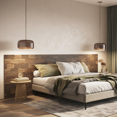 B&Q -  Wallsupply Ultrawood Big Square Recycled  Solid Teak Wood PanelsWall Cladding 3D Interlocking Tiles10Pcs 0.9M²