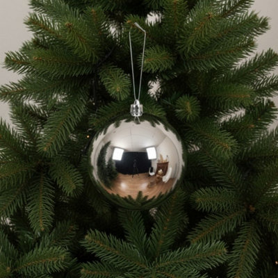 B&Q -  Large Silver Christmas Tree Bauble 14Cm Round Xmas Tree Ornament Decoration - Image 4