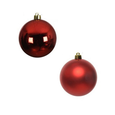 Decoris 12 Christmas Tree Baubles Red