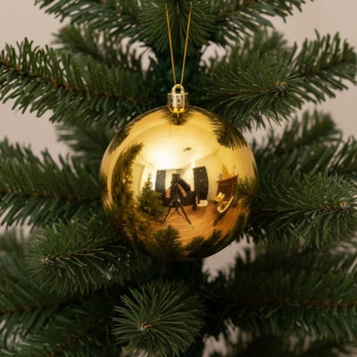 Extra LARGE Gold Bauble 14cm Shatterproof Christmas Tree Hanger Decoration - Image 5
