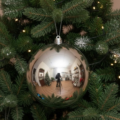 Decoris XXL Shiny Silver Shatterproof Christmas Bauble XXL Plastic Various Diameters 200 mm - Image 3