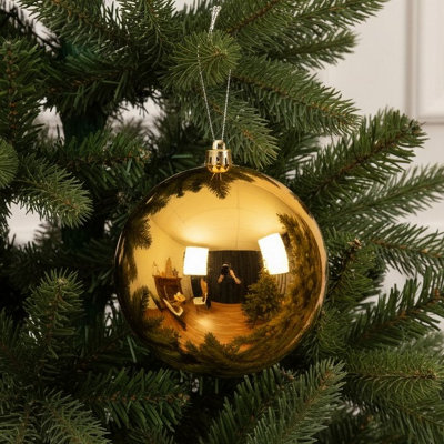 Extra Large Gold Christmas Baubles 20cm Shatterproof Tree Decorations Set of 3 - Image 4