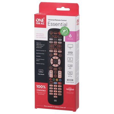 One For All Essential 6 Urc3661 Universal Remote Control, Black - Image 5