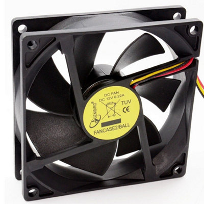 B&Q -  Case Fan For Pc Tower 90mm X 90 X 25mm 12V 0.22A Ball Bearing 3 Pin