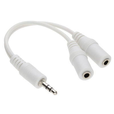 Kenable 3.5mm Jack To Twin 3.5mm Jack Sockets Stereo Headphone Splitter White