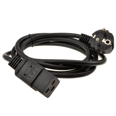 B&Q -  Right Angle European Schuko Plug To 16A C19 Iec Plug Power Cable 1.8M
